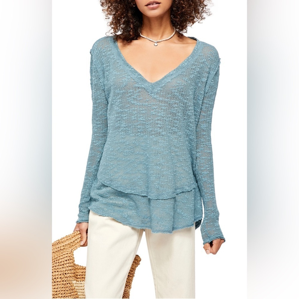 free people we the free ocean air hacci pullover long sleeve top